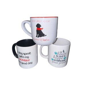 Set Of 3 Dog-Themed Ceramic Mugs